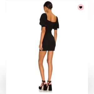 Black mini dress, puffy sleeve